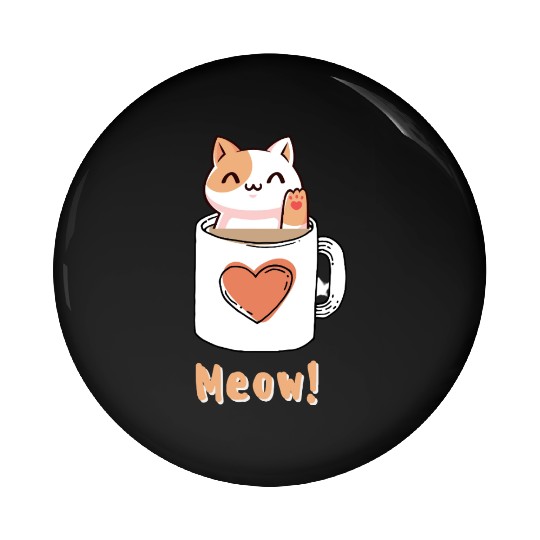 Fluffy kitty tea for women Pin Buttons