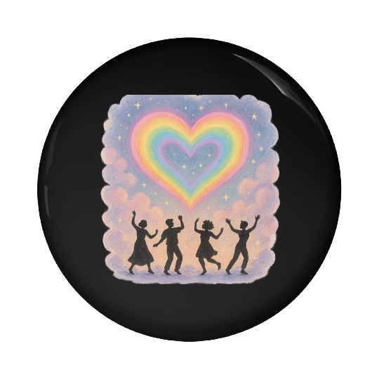 20250702 1417 Rainbow Heart Dance simple compos Pin Buttons