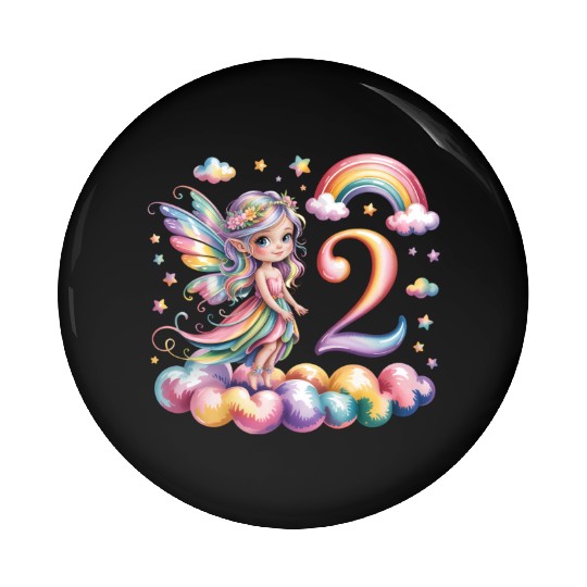 Magical Rainbow Fairy Elf 2nd Birthday Girl Pin Buttons