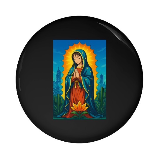 GUADALUPE VIRGEN ANIME STYLE Pin Buttons