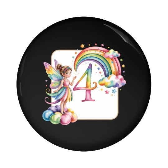 Magical Rainbow Fairy Elf 4th Birthday Girl Pin Buttons