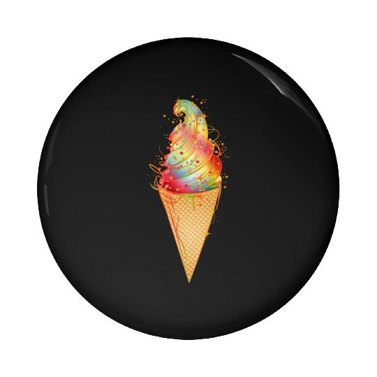 Artfully decorated ice cream in a waffle cone Pin Buttons