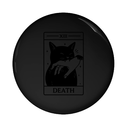 Death Tarot Cat, Funny Dark Humor, Occult Pin Buttons