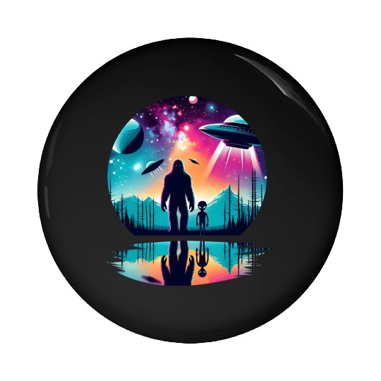 Alien and Bigfoot UFO Pin Buttons