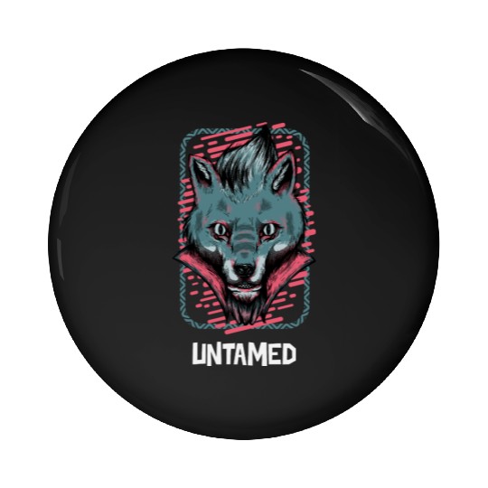 Neon Wolf Portrait Illustration Pin Buttons