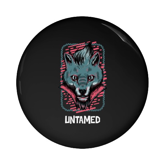 Neon Wolf Portrait Illustration Pin Buttons