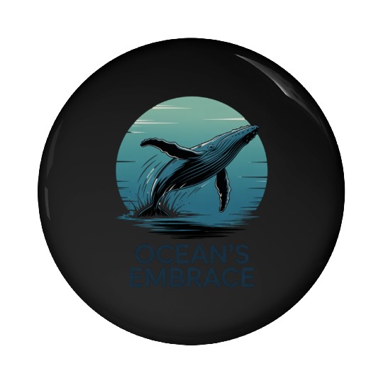 Ocean’s Embrace – Majestic Whale Retro Ocean Pin Buttons
