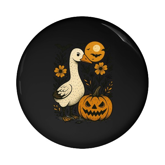 Goose Halloween Fall Silly Goose Boho Flower Pin Buttons