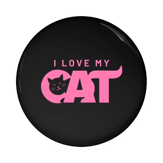 I Love My Cat – Cute Pink Cat Face Graphic Pin Buttons