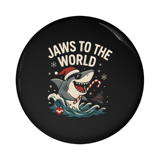 Jaws to the World – Christmas Shark Attack Pin Buttons