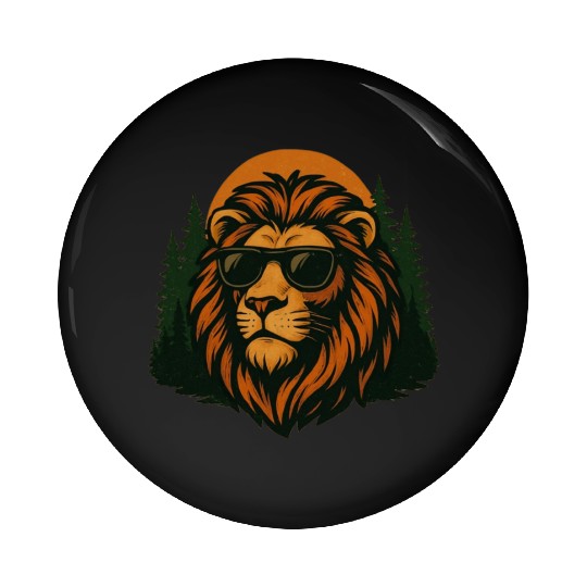Summer lion forest chill design Pin Buttons