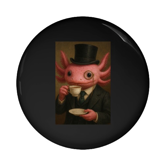 Gentleman Axolotl Tea Time Pin Buttons