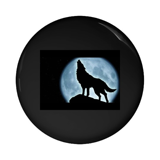 Wolf howling in the moonlight Pin Buttons