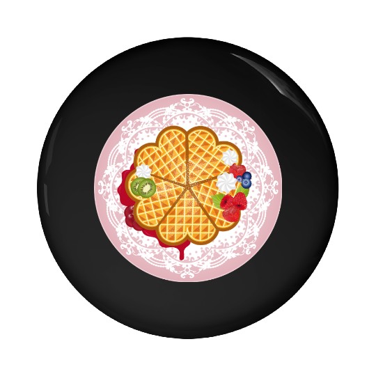 Golden Waffles with Fruit and Cream Motif Pin Buttons