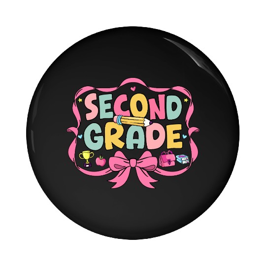 Preppy Back To School Second Grade Coquette Bow Pin Buttons