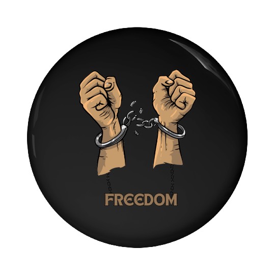 Broken Chain Hands Embracing Freedom Pin Buttons