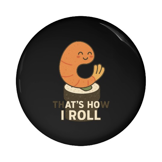 Cute Sushi Shrimp Roll Illustration Pin Buttons