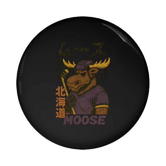 Vintage Minnesota Moose Hockey Japan Version Pin Buttons