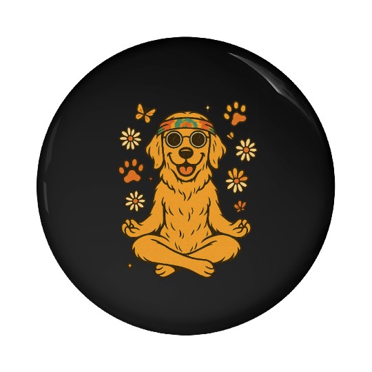 Peaceful Golden Retriever – Boho Vibes Pin Buttons