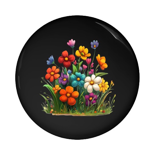 Vibrant Spring Blossom Garden Design Pin Buttons