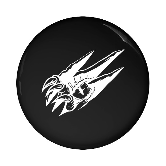 Dragon Eye Claw Rip White Outline Pin Buttons