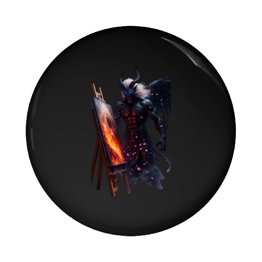 Demon Artist Painting Under Cherry Blossoms Pin Buttons