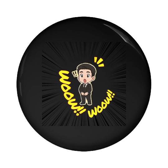 Surprised Business Man Illustration Pin Buttons