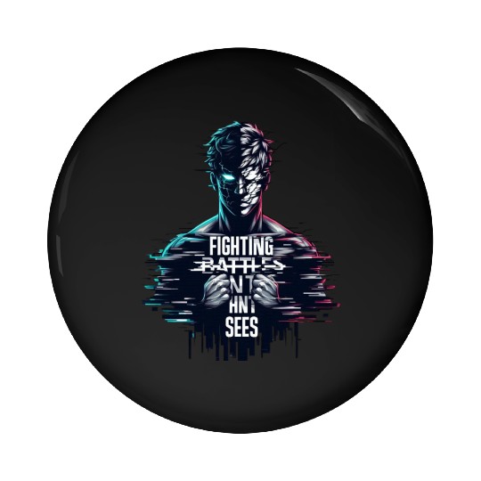 Neon Glitch Cyberpunk Hero Design Pin Buttons