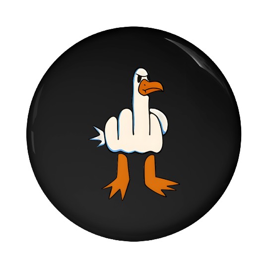 Whimsical Middle Finger Goose Illustration Pin Buttons