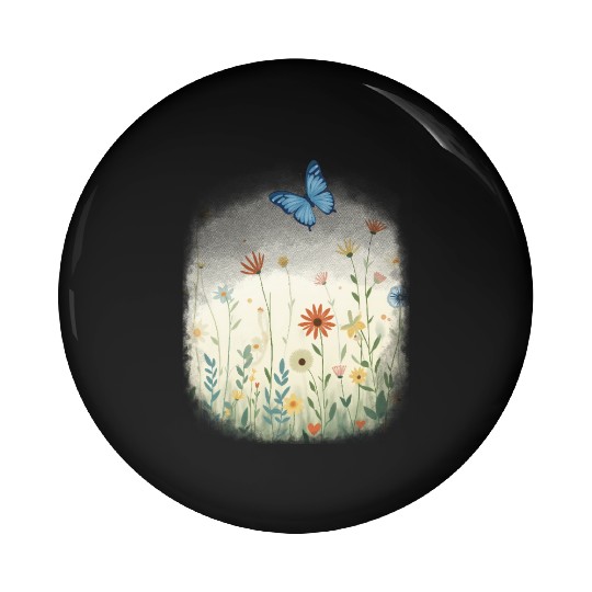 Flowers and butterflies Pin Buttons