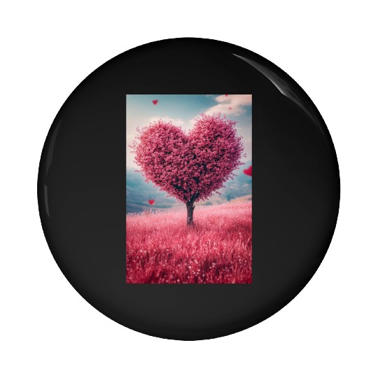 Romantic Heart Tree in Bloom Pin Buttons