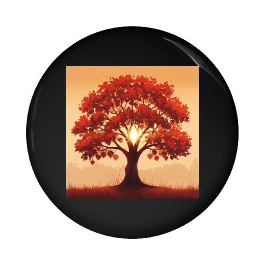 Vibrant Autumn Tree Art Pin Buttons