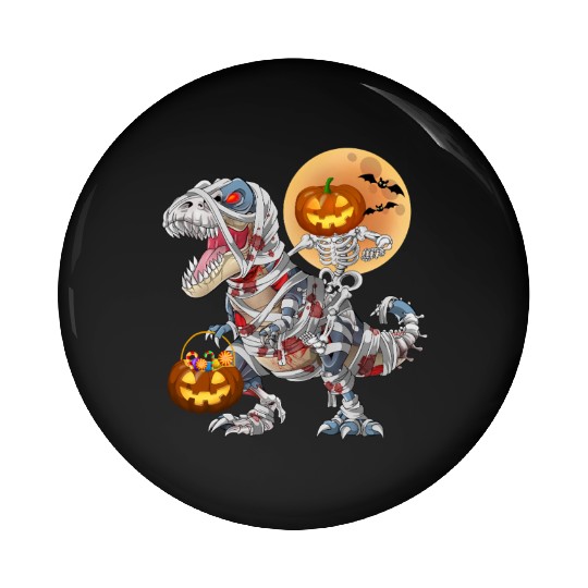 Pumpkin Skeleton Riding Zombie Mummy Dinosaur  Pin Buttons