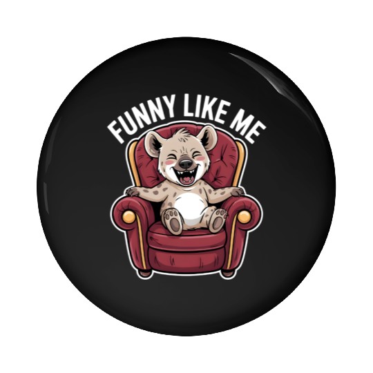 Funny Hyena Cub on Throne Pin Buttons