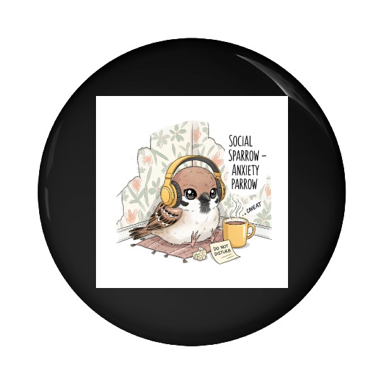 "Social Sparrow – Anxiety Parrow" Pin Buttons