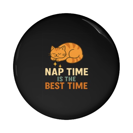 Cute Sleeping Cat Nap Time Design Pin Buttons
