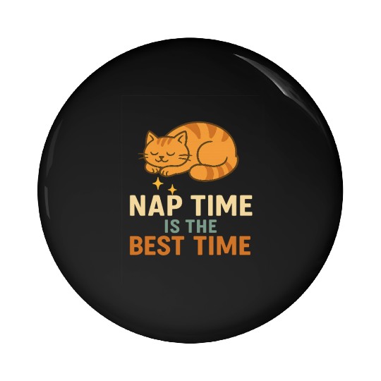 Cute Sleeping Cat Nap Time Design Pin Buttons