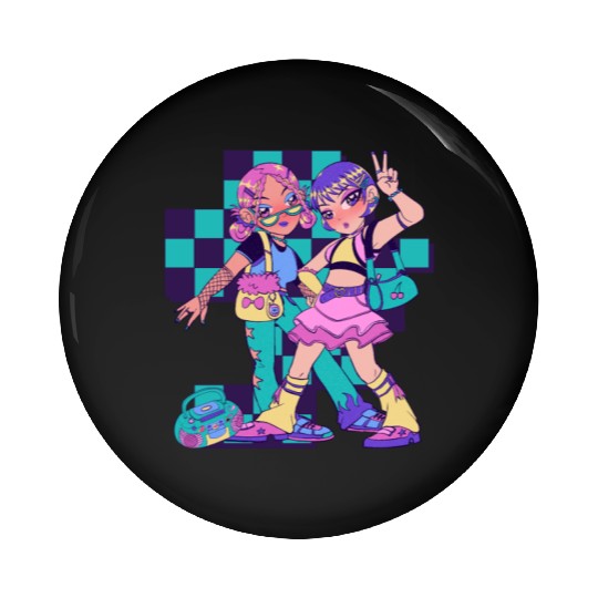 Purple And Green Bold Girl Pin Buttons