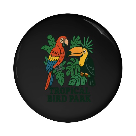 Tropical Bird Park Nature Illustration Pin Buttons
