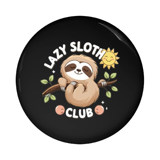 Lazy Sloth Club Illustration Pin Buttons