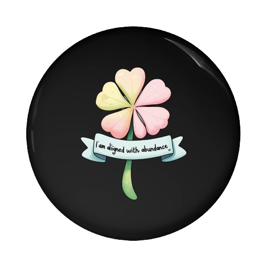 Four-Leaf Clover with Affirmation Banner Pin Buttons