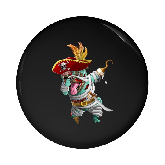 Dabbing Pirate Zombie Mummy Pug Cute Halloween Pug Pin Buttons