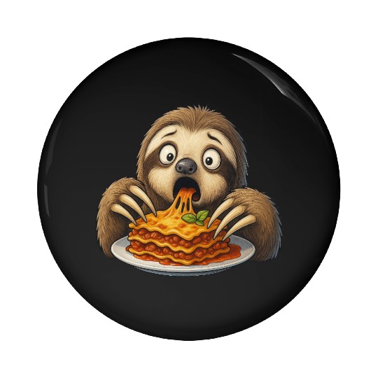 Sloth lasagna Italian food surprise Pin Buttons