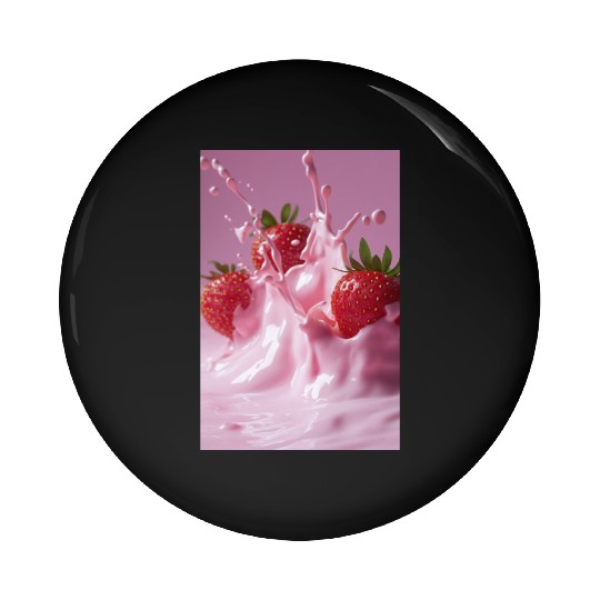 Strawberries in Pink Splash Pin Buttons