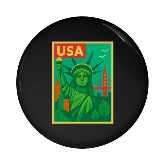 Iconic Statue of Liberty Urban Artwork  Pin Buttons