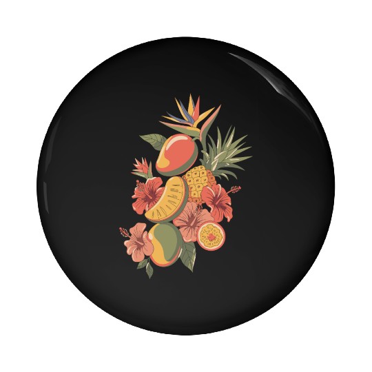 Tropical Paradise Fruit and Floral Arrangement Pin Buttons