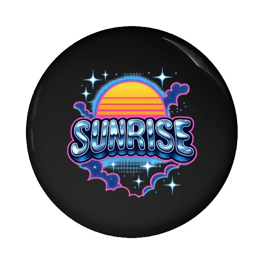 Retro Sunrise Neon Design Pin Buttons