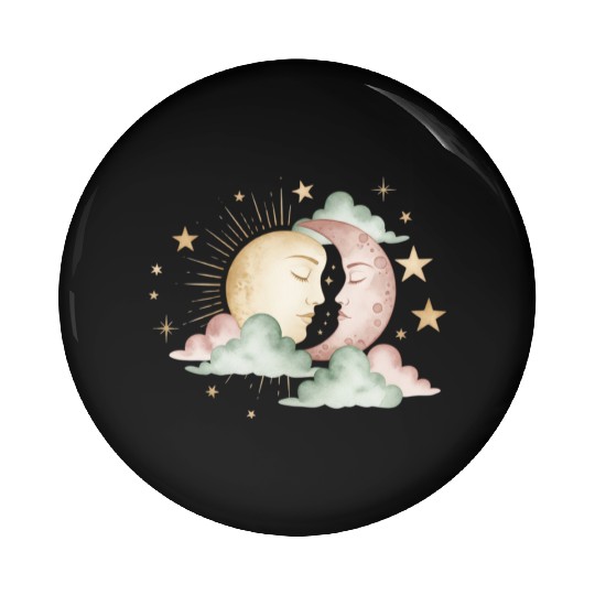 Sun & Moon Embrace Pin Buttons design