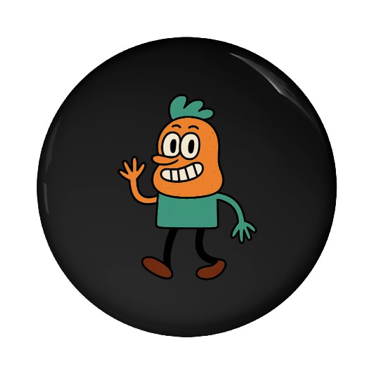 Whimsical Carrot Character Illustration Pin Buttons
