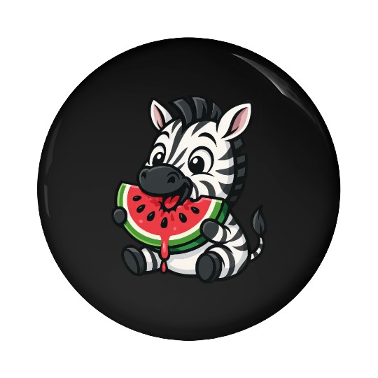 Funny zebra watermelon fruit summer cartoon Pin Buttons